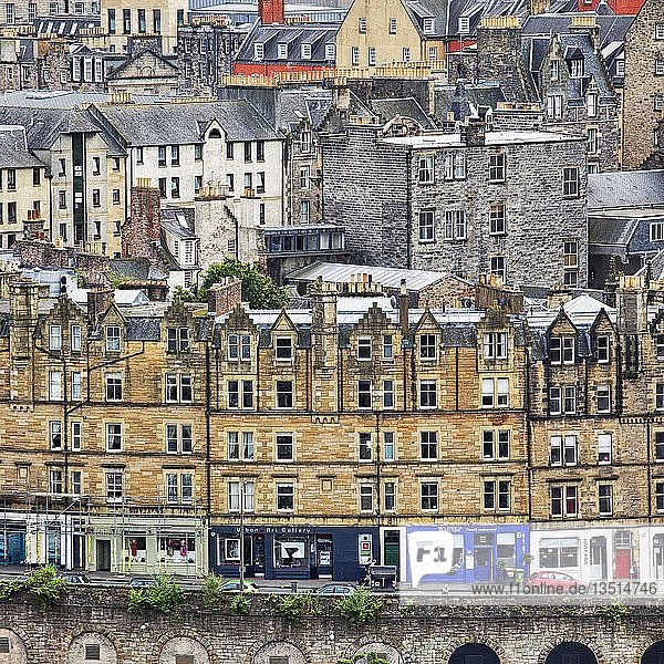 View from Calton Hill onto houses of the Old Town  in front Jeffrey Street  Edinburgh  Lothian  Scotland  United Kingdom  Europe