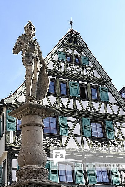 Wappner  Statue eines Wappenträgers  Marktbrunnen  Marktplatz  Markgröningen  Baden Württemberg  Deutschland  Europa