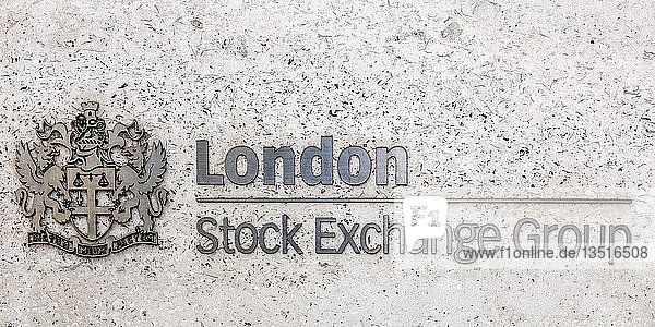 Logo der London Stock Exchange Group Börse London Finanzviertel London Großbritannien Europa