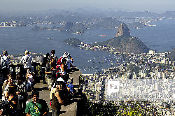 Tourists on corcovado in rio den janeiro  brasil