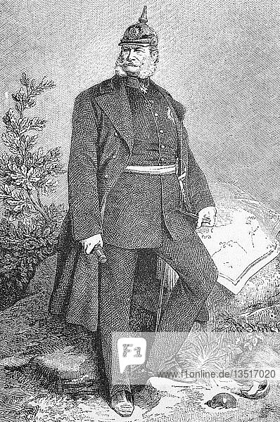 William I.  William Frederick Louis of Hohenzollern  1797-1888  What King of Prussia and the first German Emperor as a landowner  woodcut  1888  Germany  Europe