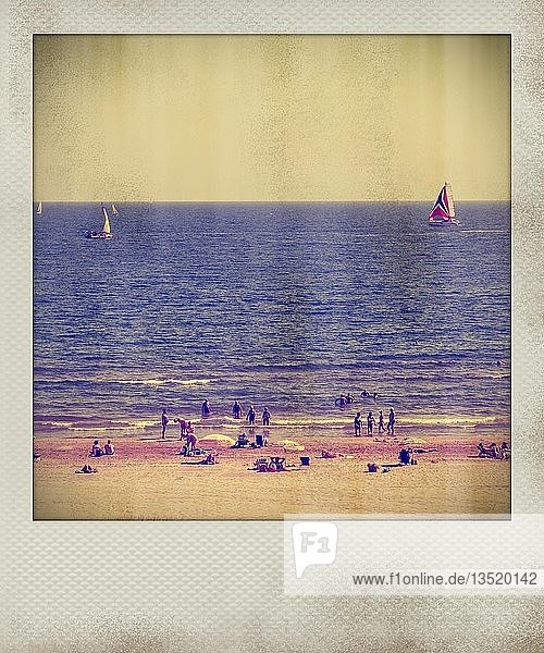 Polaroid, Strand und Mittelmeer, Frankreich, Europa