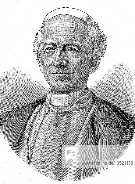 Papst Leo XIII.  Vincenzo Gioacchino Pecci  2. März 1810  20. Juli 1903  Holzschnitt  Vatikan
