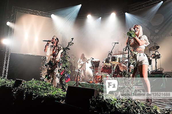 The English-Basque electronic band Crystal Fighters live at the 25th Blue Balls Festival in Lucerne  Switzerland  Europe