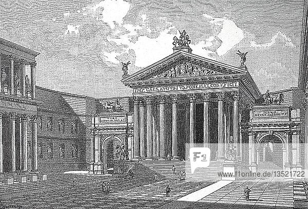 The Forum of Augustus  Foro di Augusto  Rome  1880  woodcut  Italy  Europe