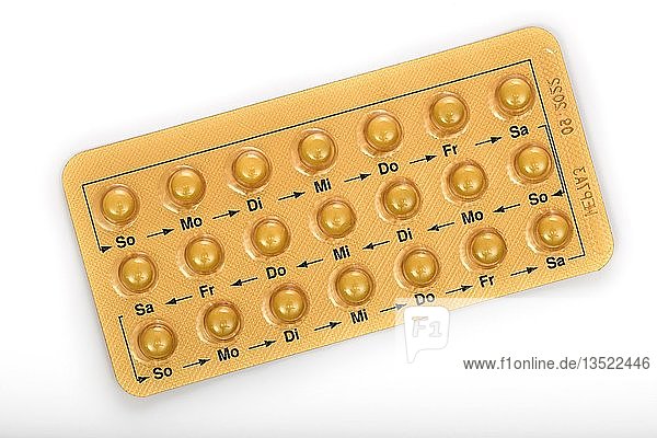 Anti-Babypille in Blisterpackung Monatspackung Freisteller