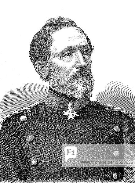 Karl Konstantin Albrecht Leonhard von Blumenthal  30. Juli 1810  21. Dezember 1900  preußischer Offizier  Generalstabschef der Dritten Deutschen Armee  Holzschnitt  Porträt  Preußen