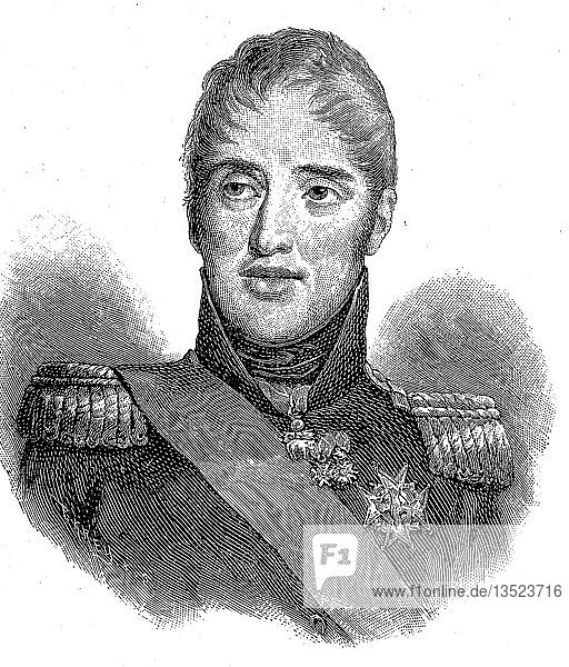 König Karl X.  9. Oktober 1757  6. November 1836  aus dem Haus Bourbon der letzte Herrscher von Frankreich  Holzschnitt  Frankreich  Europa