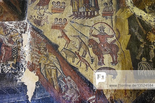 Frescoes in Byzantine Church of the Resurrection Kisha e Ristozit Mborje near Korca Korça region Albania Europe