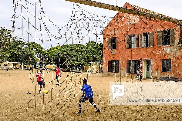 Children playing football  Isle de Gorée  Dakar  Senegal  Africa