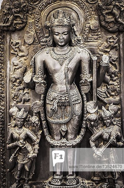Hinduistische Gottheit Antike Stein Stele Nationalmuseum Kathmandu Himalaya Region Nepal Asien