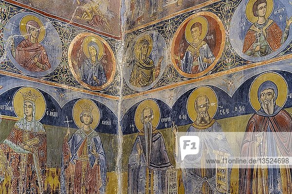 Old frescoes in Nikolauskirche church Shelcan near Elabasan Qark Elbasan Albania Europe