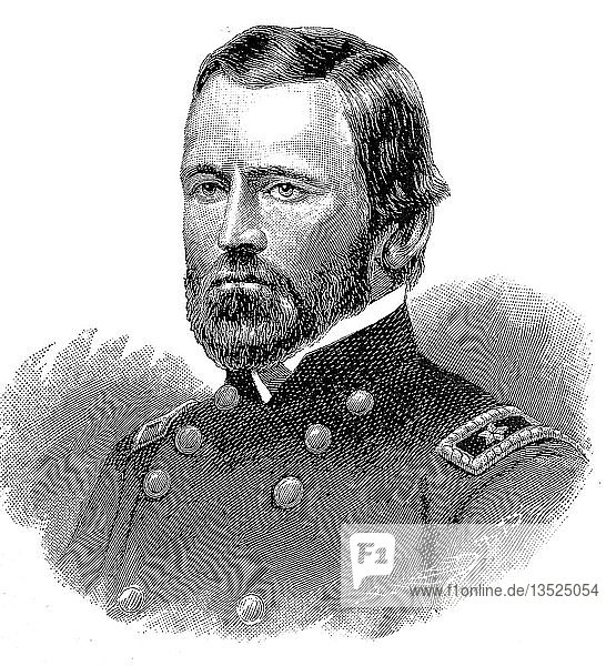 Ulysses S. Grant  27. April 1822  23. Juli 1885  General der US-Armee Holzschnitt  Amerika