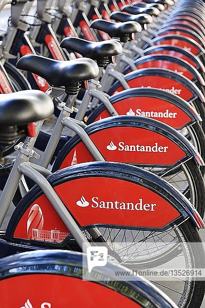 Boris Bikes  Santander Cycles Fahrradverleihsystem  London  Vereinigtes Königreich  Europa
