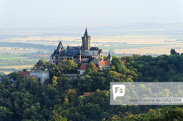 Blick auf Schloss Wernigerode  Wernigerode  Harz  Sachsen-Anhalt  Deutschland  Europa *** WICHTIG: Gesperrt für Postkarten in Deutschland ***