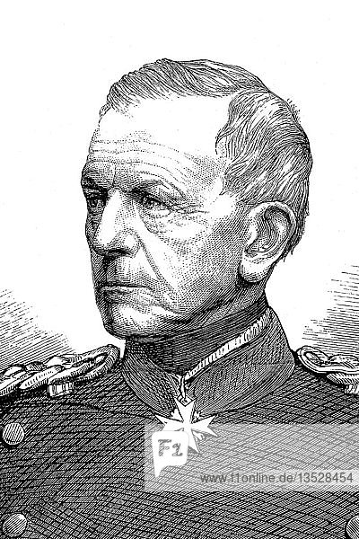 Helmuth Karl Bernhard von Moltke  from 1870 Count von Moltke  26 October 1800  24 April 1891  Prussian Field Marshal and Chief of the General Staff of German armies  woodcut  portrait  Prussia