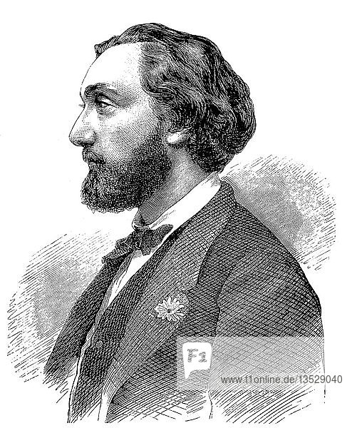 Leon Gambetta  2. April 1838  31. Dezember 1882  Holzschnitt  Frankreich  Europa