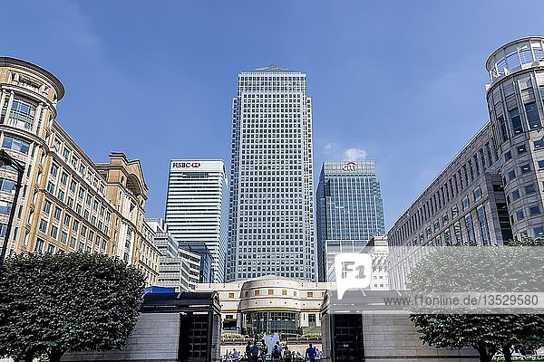 Canary Wharf Tower Zentrale der Citi Bank im Citigroup Centre und Zentrale der HSBC Bank Finanz- und Bankenviertel Canary Wharf London Großbritannien Europa