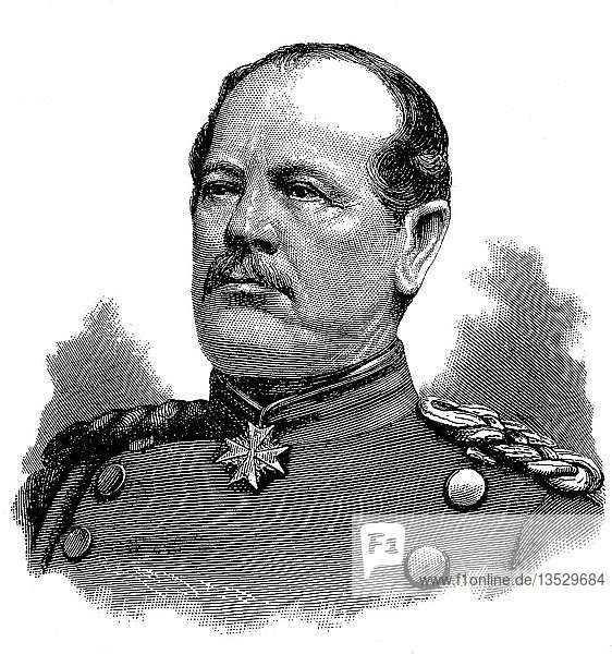 Karl Wilhelm Friedrich August Leopold Graf von Werder  12. September 1808  12. September 1887  Preußischer General  Holzschnitt  Deutschland  Europa