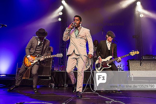 The US-American Rhythm and Blues Band Vintage Trouble live at the Blue Balls Festival Lucerne  Switzerland Ty Taylor: Vocals Nalle Colt: Guitar Rick Barrio Dill: Bass Richard Danielson: Drums