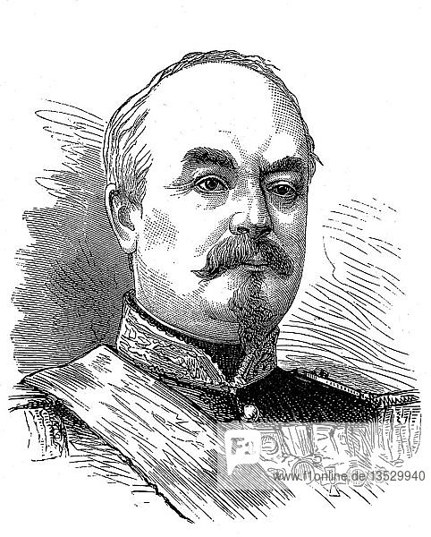 François Achille Bazaine  13. Februar 1811  23. September 1888  war ein Offizier der französischen Armee  Holzschnitt  Porträt  Frankreich  Europa