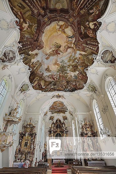 Pfarrkirche St. Johannes Baptist  Kloster Wessobrunn  Oberbayern  Bayern  Deutschland  Europa