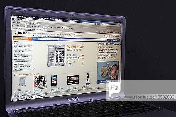 Website  Amazon-Webseite auf dem Bildschirm eines Sony-Vaio-Laptops  eines Online-Shops
