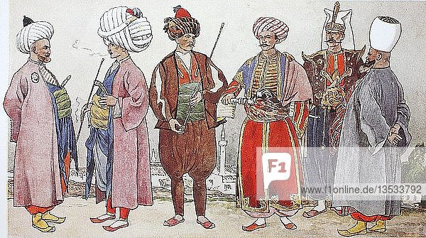Fashion  historical clothes  folk costumes in Turkey from 1800  1825  illustration  Turkey  Asia