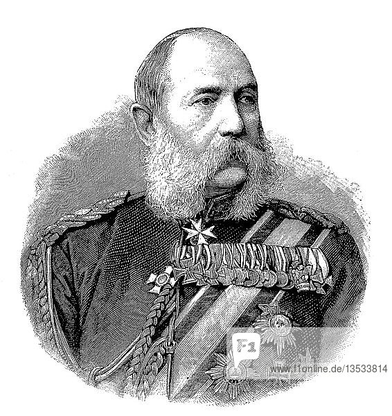 Ewald Christian Leopold von Kleist  1824-1910  preußischer Offizier  zuletzt General der Infanterie  Deutschland  Porträt  Holzschnitt  1888  Deutschland  Europa
