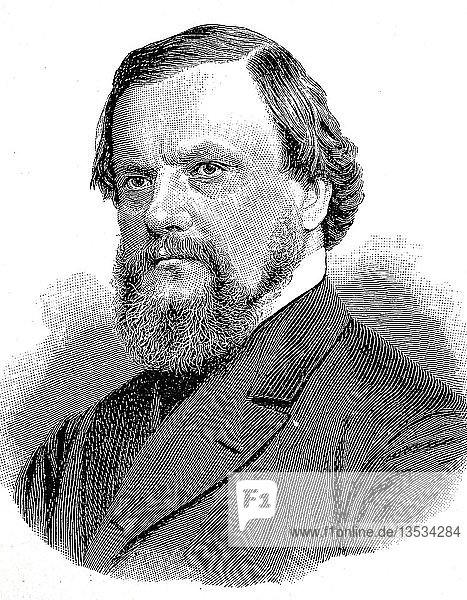 Paul Ludwig Adalbert Falk  August 10  1827  July 7  1900  Prussian Minister of Culture  woodcut  Germany  Europe