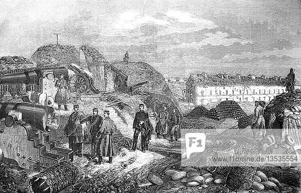 Im Fort de Nogent bei Paris nach der Besetzung durch württembergische Truppen  Deutsch-Französischer Krieg 1870/71  Holzschnitt  Frankreich  Europa