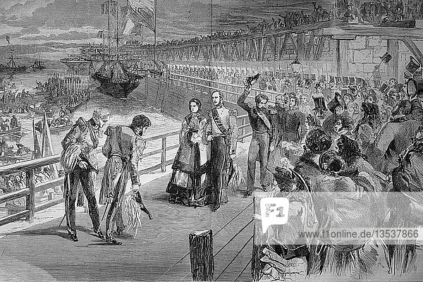 Landung des französischen Kaisers in Dover  England  1855  Holzschnitt  England