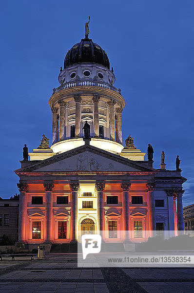 Illuminated french dome during festival of lights in berlin  berlin  germany