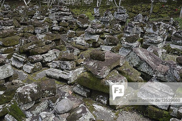 Steine  etwa 1100 Jahre alt  Ausgrabungen der Mauer und des Eingangs im Elefantentempel  Goa Gaja  Bali  Indonesien  Asien