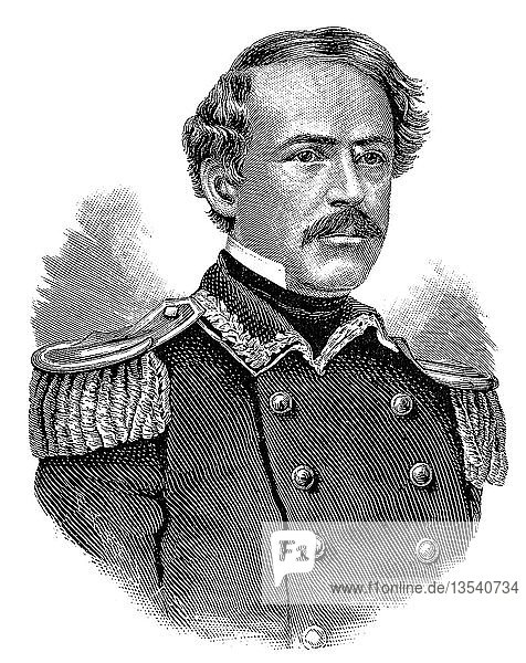 Robert Edward Lee  19. Januar 1807  12. Oktober 1870 Befehlshaber der Armee der Konföderierten Staaten  Holzschnitt  Amerika