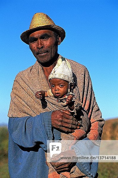 Madagascar father and son  Ambalavao  Madagascar.