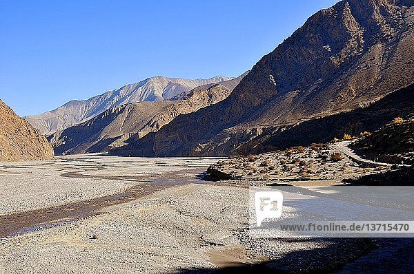 Das Tal des Kali Gandaki-Flusses  das nach Mustang  Nepal  führt.