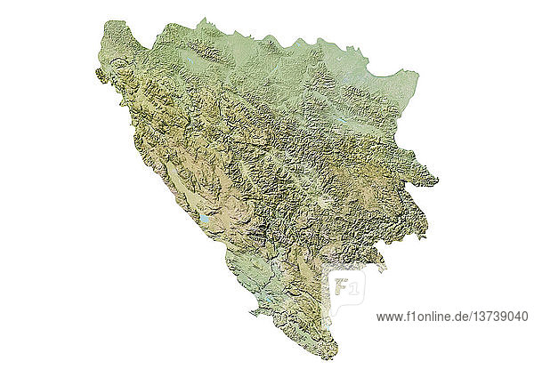 Reliefkarte von Bosnien und Herzegowina. Diese Karte wurde aus Höhendaten erstellt.