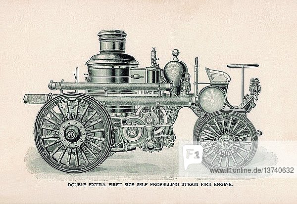 Double Extra Erste Größe Selbstfahrende Dampfspritze 1900