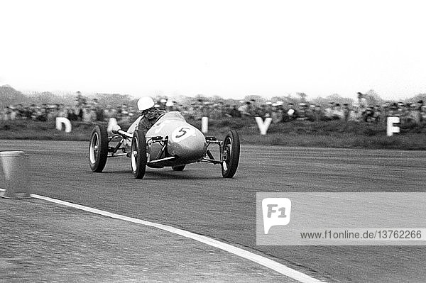 Jim Russell in a Cooper Mk VIII finished 3rd in the VI BRDC International Trophy 500cc race. Silverstone  England 15 May 1954.