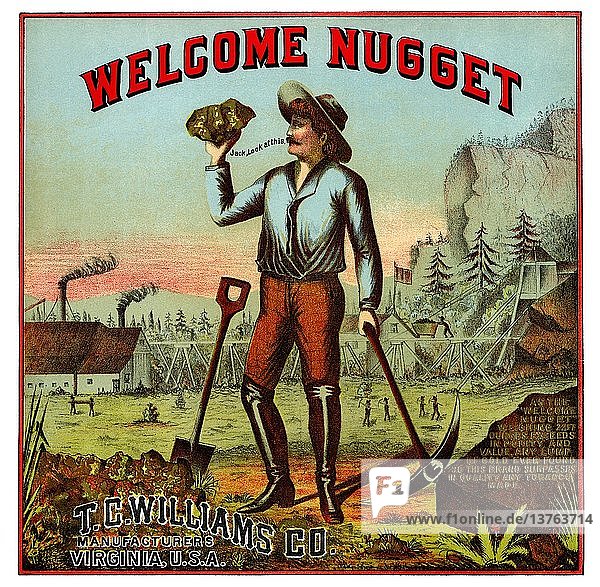 Willkommen Nugget Tobacco Label 1870