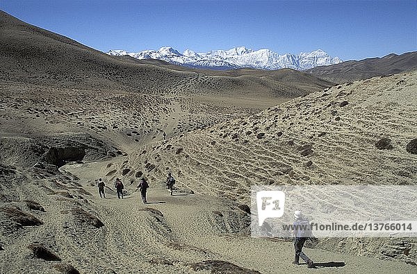 Wanderer im Kali Gandaki-Tal  Mustang.
