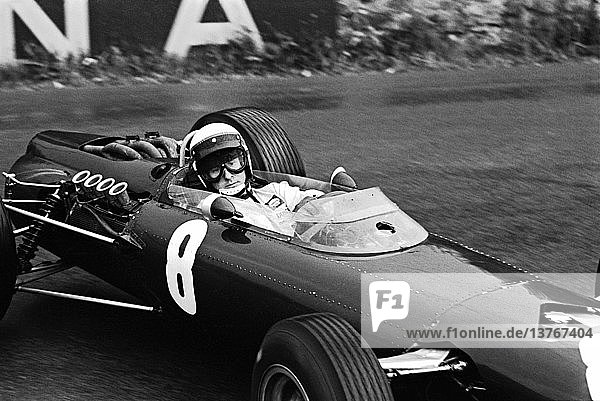 Jackie Stewart racing in his BRM P261 enters La Source hairpin at Spa Francorchamps  Belgium  13 June 1965.