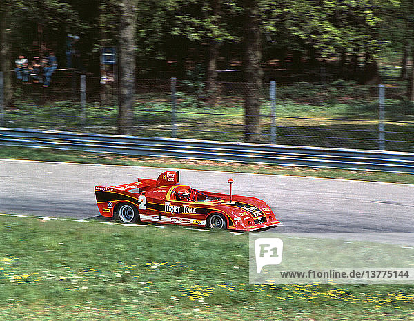 Vittorio Brambilla in an Alfa Romeo T33-SC-12. He won this race at Monza  Italy. 24 April 1977.