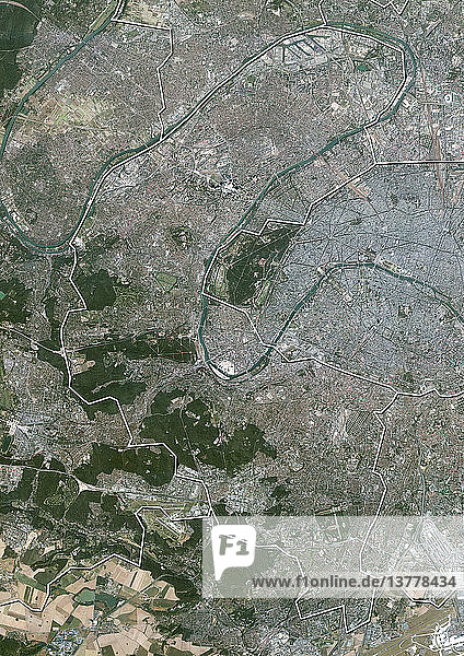 Luftaufnahme des Departements Hauts-de-Seine  Frankreich. Es wird im Osten von Paris begrenzt. Dieses Bild wurde aus IGN-Daten zusammengestellt.