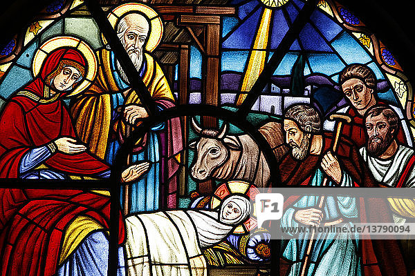 Glasfenster mit der Darstellung der Geburt Christi  Kathedrale der Heiligen Dreifaltigkeit