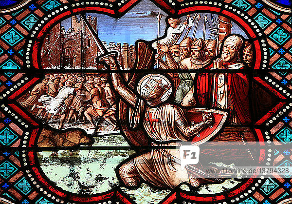 Glasfenster in der Kathedrale von Senlis: Das Leben des Heiligen Ludwig '