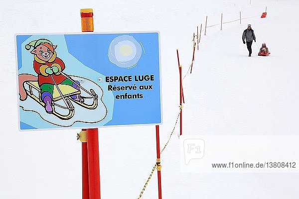 Schild Space-Schlitten für Kinder.