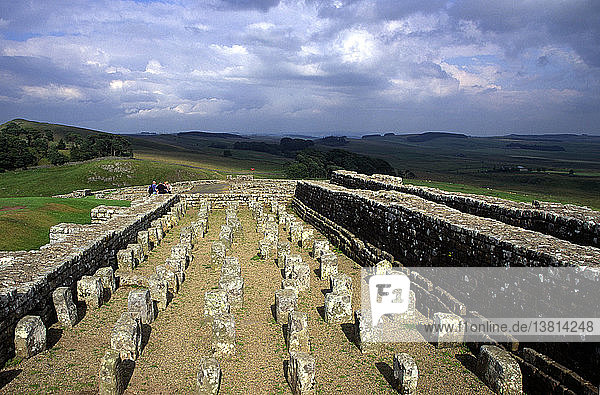 Hypokausten-Heizsystem des Kornspeichers  römisches Kastell Housesteads  Hadrianswall  Northumberland  England