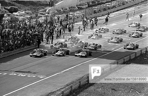 Jackie Stewart leads away in a March 701 at the start of the Spanish GP  Jarama  Spain 19 April 1970.